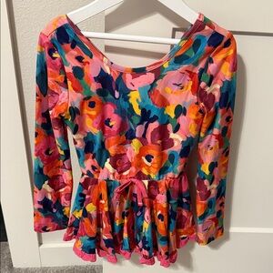 Cheeky Plum Floral Brush Strokes Leotard Size 7Y